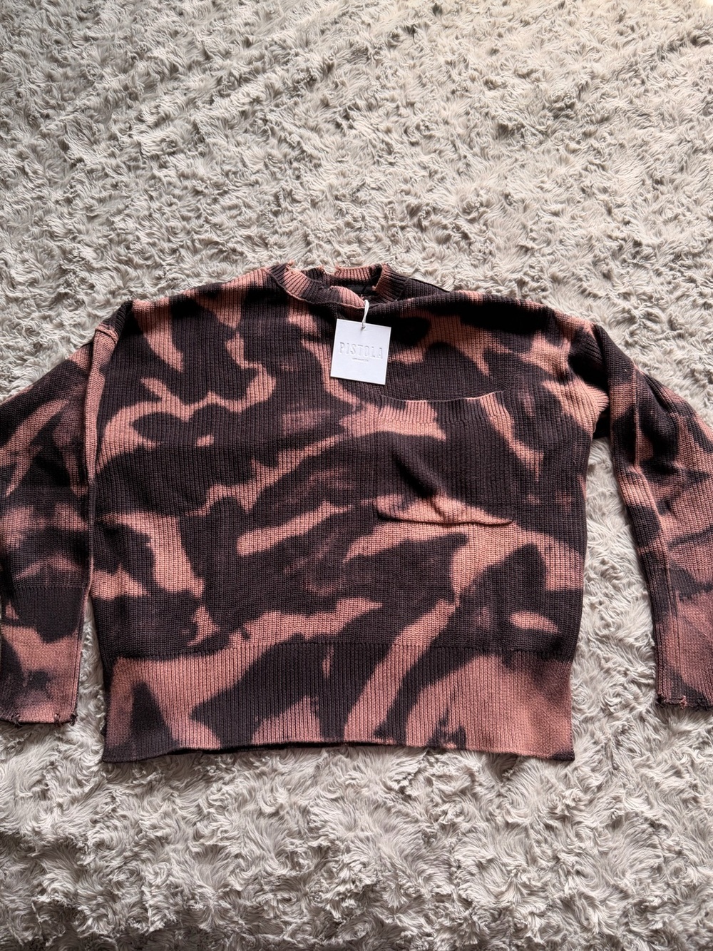 Pistola Acid Dye Crewneck Sweater with Distressing XS NWT